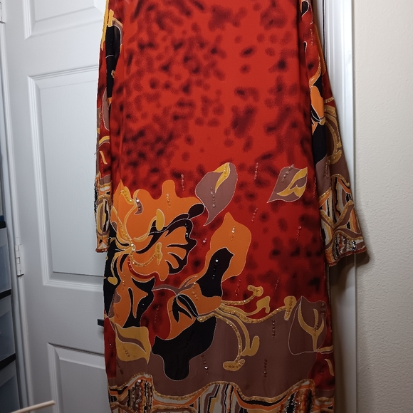 Vintage G Unit 3 pc Party Jacket V Neck Top & Pants Red Yellow Abstract … - Picture 11 of 11